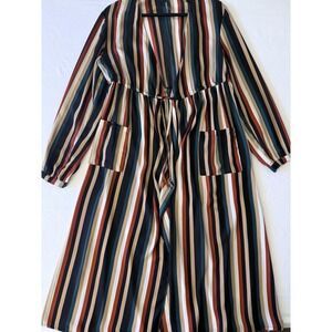 Torrid Size 1 (US 14/16) Striped Duster Cardigan Longline Open Front Drawstring